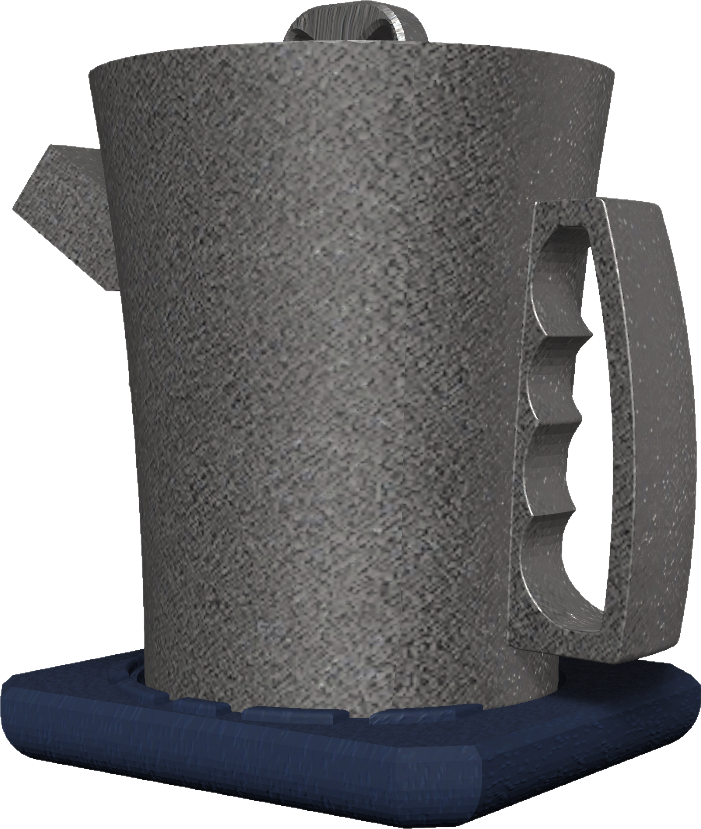Render of the teapot on its heated base