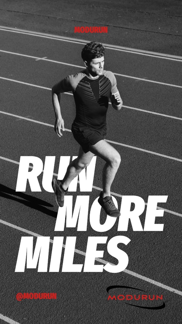 Instagram Story poster: Run More Miles, with a runner on a track