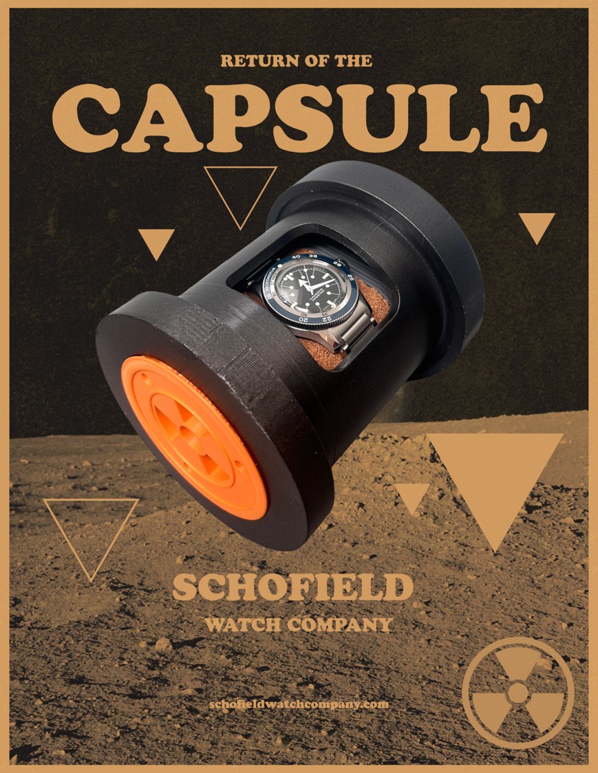 Return of the Capsule poster: the capsule floating over a lunar surface