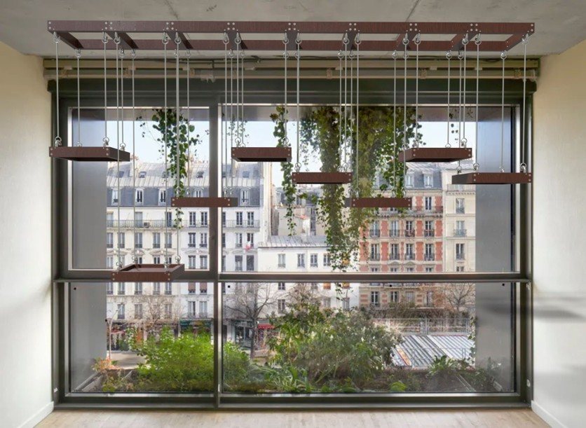 Render of the full garden in front of a window